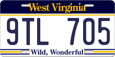 WV license plate 9TL705