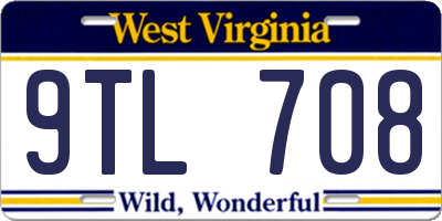 WV license plate 9TL708