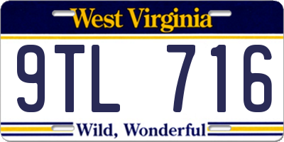WV license plate 9TL716