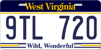 WV license plate 9TL720