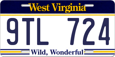 WV license plate 9TL724