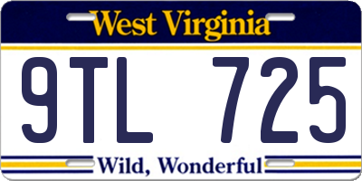 WV license plate 9TL725