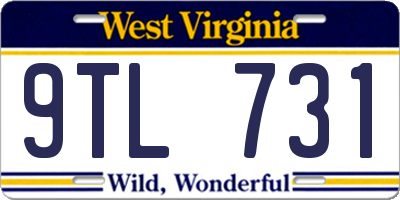 WV license plate 9TL731