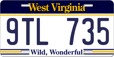 WV license plate 9TL735