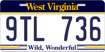 WV license plate 9TL736