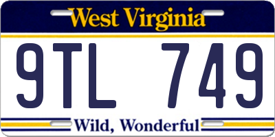 WV license plate 9TL749