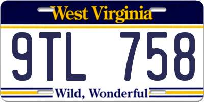 WV license plate 9TL758