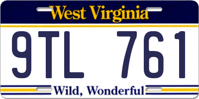 WV license plate 9TL761