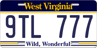 WV license plate 9TL777
