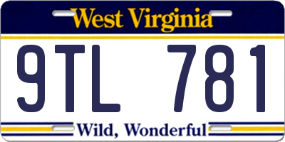 WV license plate 9TL781