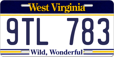 WV license plate 9TL783