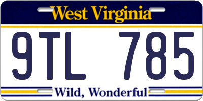 WV license plate 9TL785