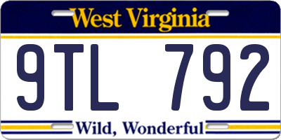 WV license plate 9TL792