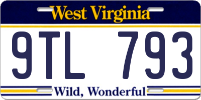 WV license plate 9TL793