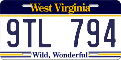 WV license plate 9TL794