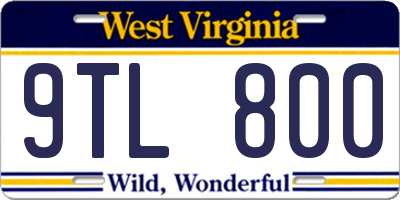 WV license plate 9TL800