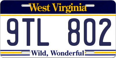 WV license plate 9TL802