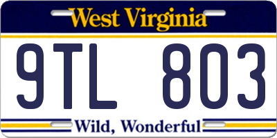 WV license plate 9TL803