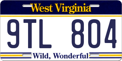 WV license plate 9TL804