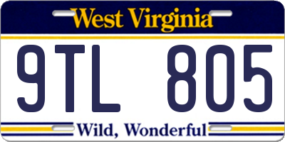 WV license plate 9TL805