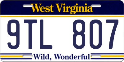 WV license plate 9TL807