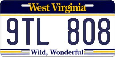 WV license plate 9TL808