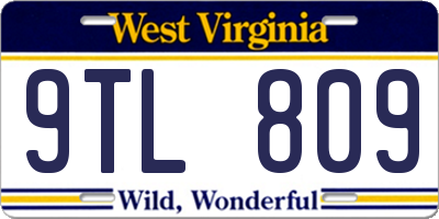 WV license plate 9TL809