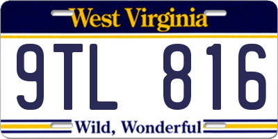 WV license plate 9TL816