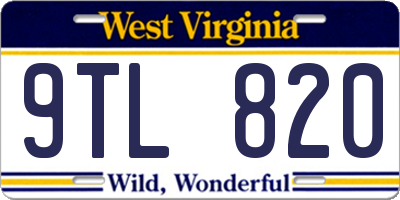 WV license plate 9TL820