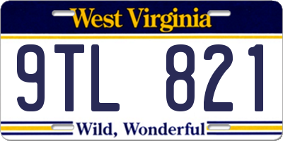 WV license plate 9TL821