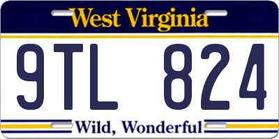 WV license plate 9TL824