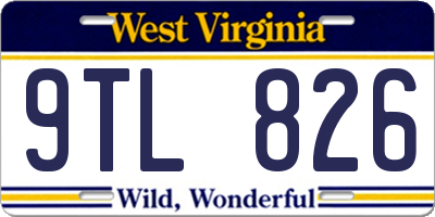 WV license plate 9TL826