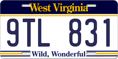 WV license plate 9TL831