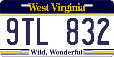 WV license plate 9TL832