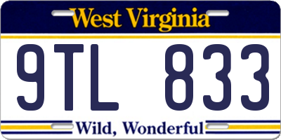 WV license plate 9TL833