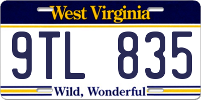 WV license plate 9TL835