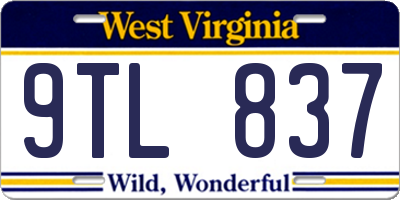 WV license plate 9TL837
