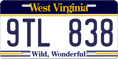 WV license plate 9TL838