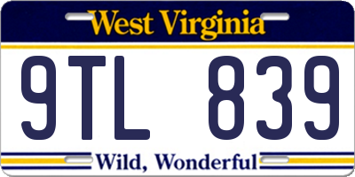 WV license plate 9TL839