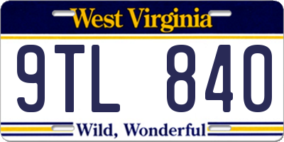 WV license plate 9TL840