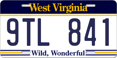 WV license plate 9TL841
