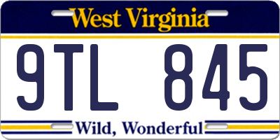 WV license plate 9TL845
