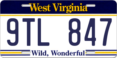 WV license plate 9TL847