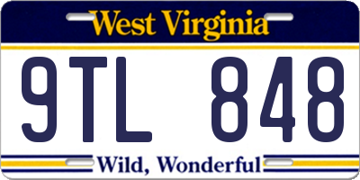 WV license plate 9TL848