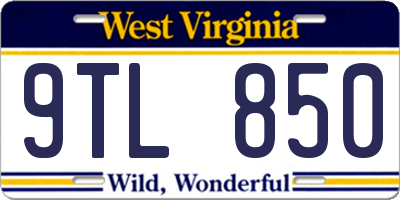 WV license plate 9TL850