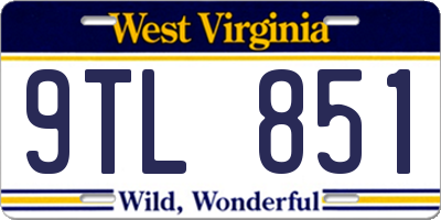 WV license plate 9TL851