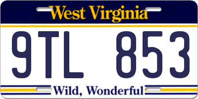 WV license plate 9TL853