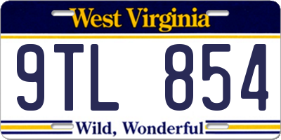 WV license plate 9TL854