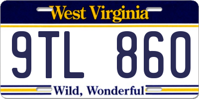 WV license plate 9TL860