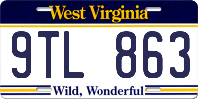 WV license plate 9TL863